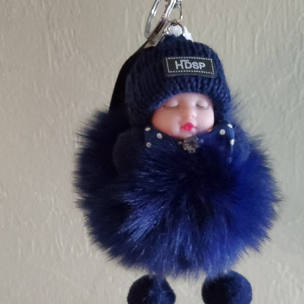 Blue Plush Keychain Toy